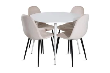 Ridones Matgrupp 100 cm Rund inkl 4 Pontus Stolar - Vit/Svart/Beige - Products - Möbler - Bord & matgrupp - Matgrupp