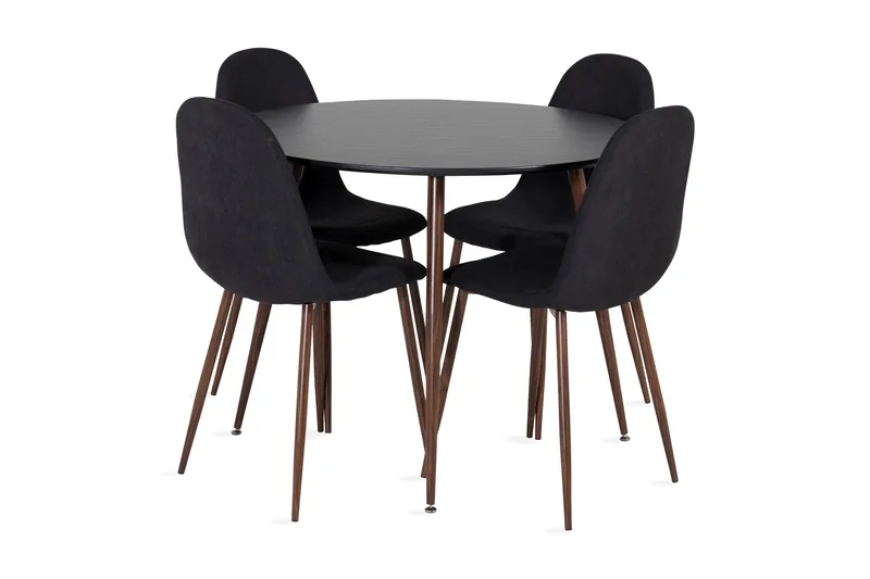 Ridones Matgrupp inkl 4 Ypas Stolar, Svart/Brun