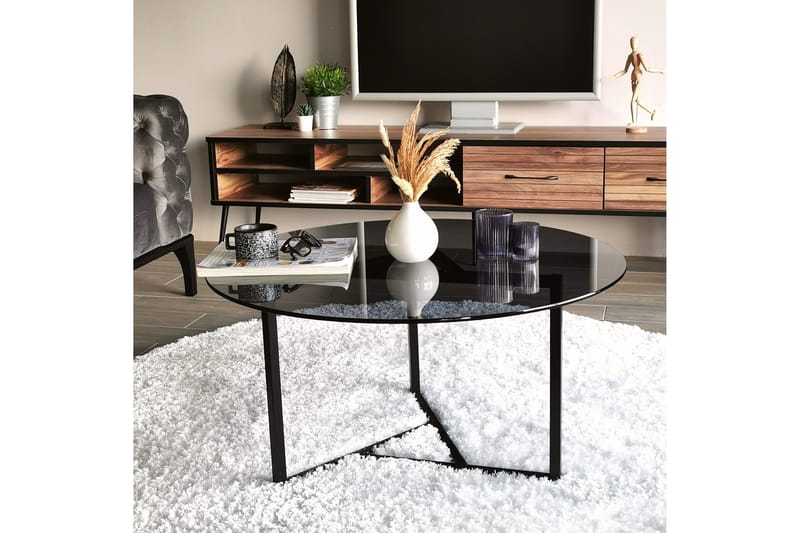 Sabani Soffbord 75 cm Runt X-formade Ben - Grå - Products - Möbler - Bord & matgrupp - Soffbord