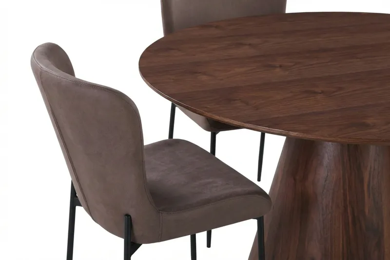 Siena Matgrupp runt 130 cm Valnöt med 6 Elsie Matstolar - Valnöt/Brun - Products - Möbler - Bord & matgrupp - Matgrupp