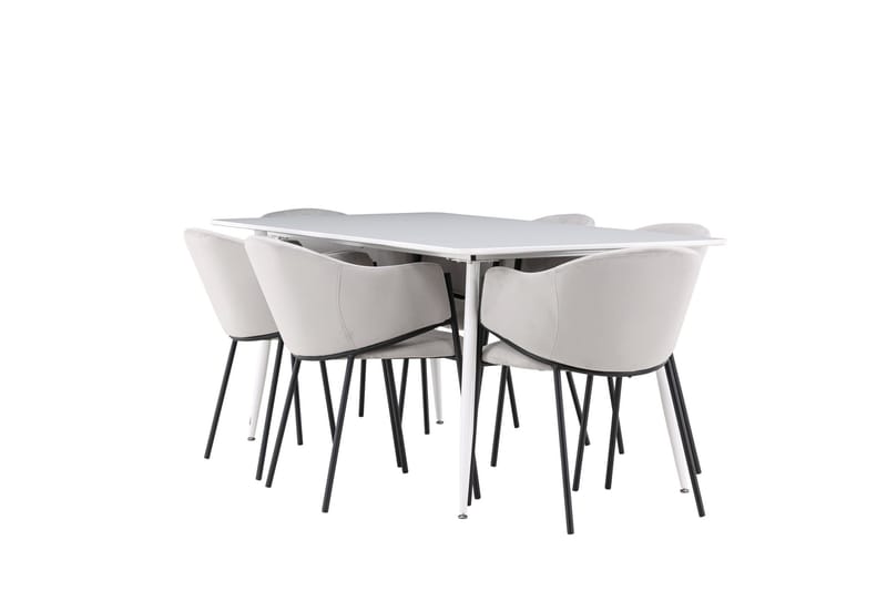 Silar Matgrupp 180 cm Rektangulär med 6 Evelina stolar - Vit/Grå - Products - Möbler - Bord & matgrupp - Matgrupp