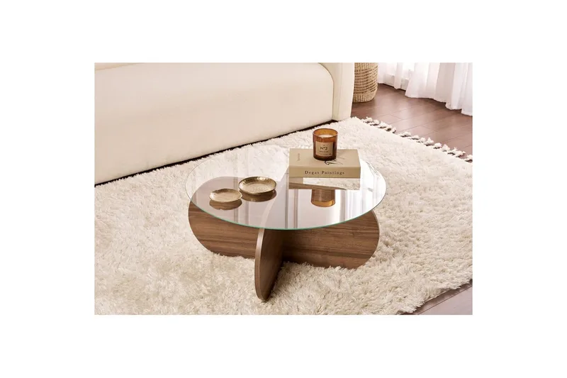 Soffbord Aeris 75 cm med Glasskiva - Valnöt / Transparent - Products - Möbler - Bord & matgrupp - Soffbord