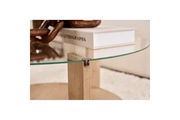Soffbord Clara 75 cm med Glasskiva - Safir Ek / Transparent - Products - Möbler - Bord & matgrupp - Soffbord