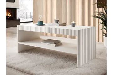 Juniskär ribbad soffbord med hyllförvaring rektangulärt - 120x57x50 Vit - Products - Möbler - Bord & matgrupp - Soffbord - Soffbord med förvaring