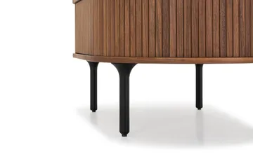 Noira Ovalt Soffbord Valnöt 118x60 cm med förvaring låda - Brun / Mörkbrunt Trä / Ribbad - Products - Möbler - Bord & matgrupp - Soffbord - Soffbord med förvaring