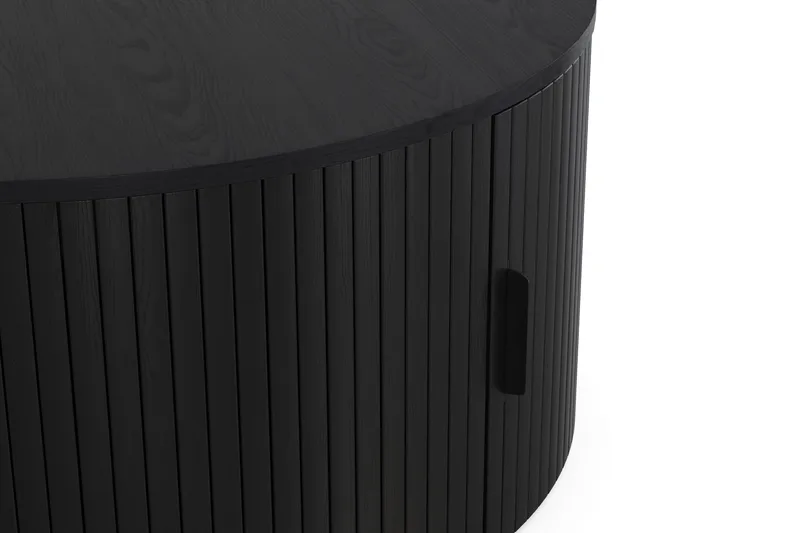 Noira Runt Soffbord 80 cm med Förvaring Ribbad - Svart / Trä - Products - Möbler - Bord & matgrupp - Soffbord - Soffbord med förvaring