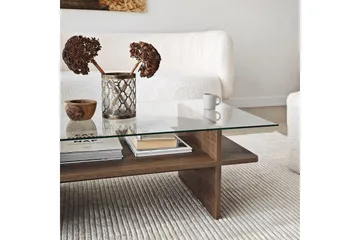 Soffbord Rubby Rektangel Valnöt / Transparent - Valnöt / Transparent - Products - Möbler - Bord & matgrupp - Soffbord