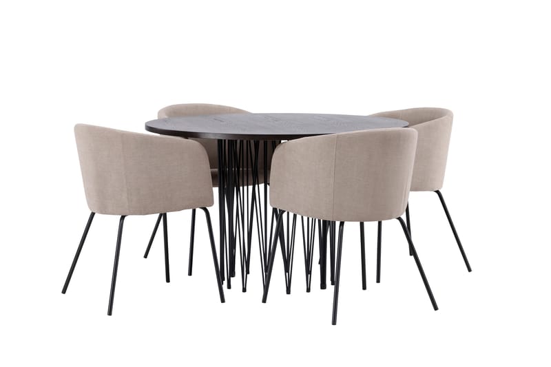 Stone Matgrupp 120 cm Rund med 4 Berit stolar - Beige - Products - Möbler - Bord & matgrupp - Matgrupp