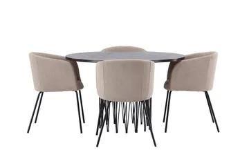 Stone Matgrupp 120 cm Rund med 4 Berit stolar - Beige - Products - Möbler - Bord & matgrupp - Matgrupp