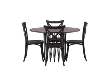 Stone Matgrupp 120 cm Rund med 4 Crosett stolar - Svart - Products - Möbler - Bord & matgrupp - Matgrupp