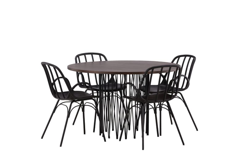 Stone Matgrupp 120 cm Rund med 4 Dyrön stolar - Svart - Products - Möbler - Bord & matgrupp - Matgrupp