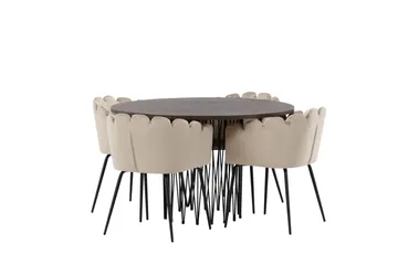 Stone Matgrupp 120 cm Rund med 4 Limhamn stolar - Beige - Products - Möbler - Bord & matgrupp - Matgrupp