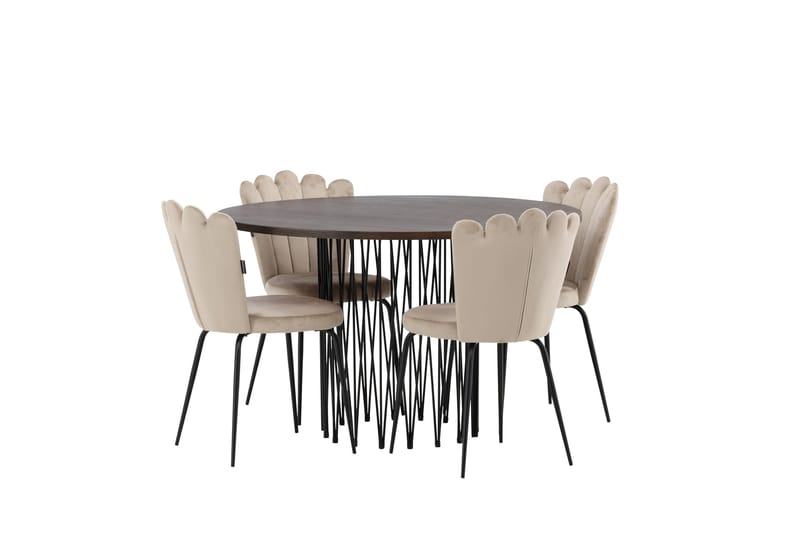 Stone Matgrupp 120 cm Rund med 4 Limhamn stolar - Beige - Products - Möbler - Bord & matgrupp - Matgrupp