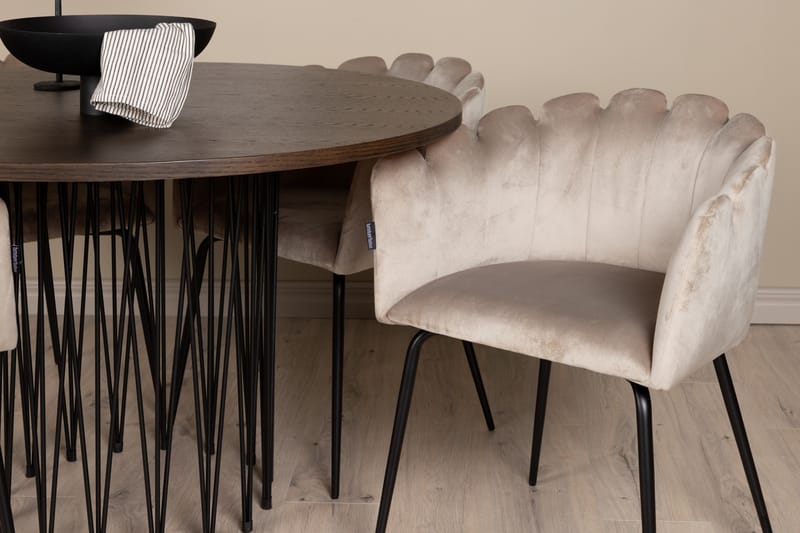 Stone Matgrupp 120 cm Rund med 4 Limhamn stolar - Beige - Products - Möbler - Bord & matgrupp - Matgrupp