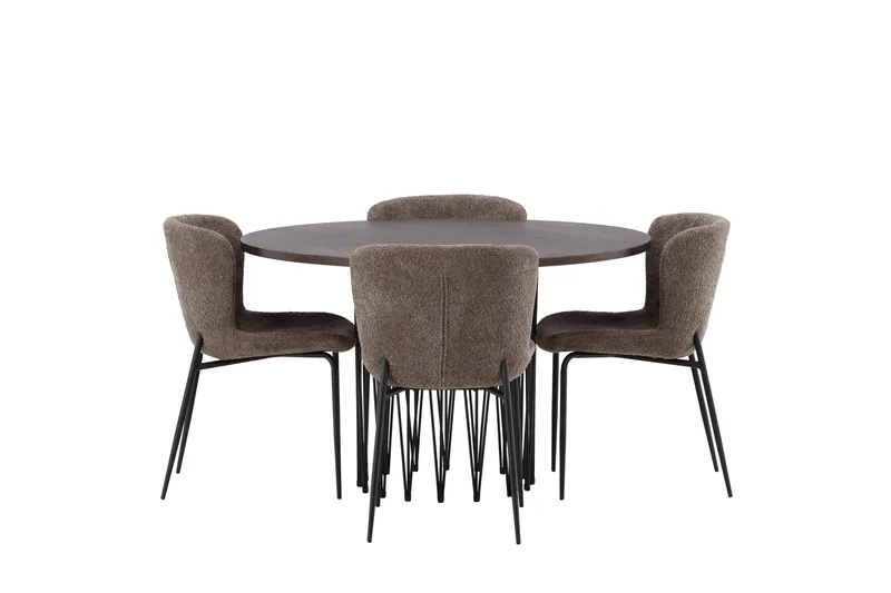 Stone Matgrupp 120 cm Rund med 4 Modesto stolar, Beige