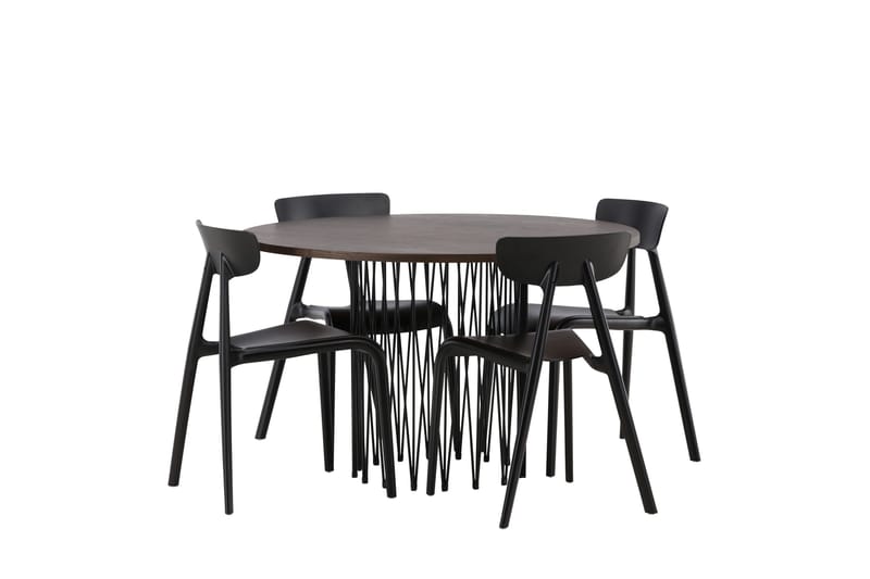 Stone Matgrupp 120 cm Rund med 4 Ursholmen stolar - Svart - Products - Möbler - Bord & matgrupp - Matgrupp