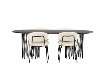 Stone Matgrupp 220 cm Oval med 4 Chico Stolar - Svart - Products - Möbler - Bord & matgrupp - Matgrupp