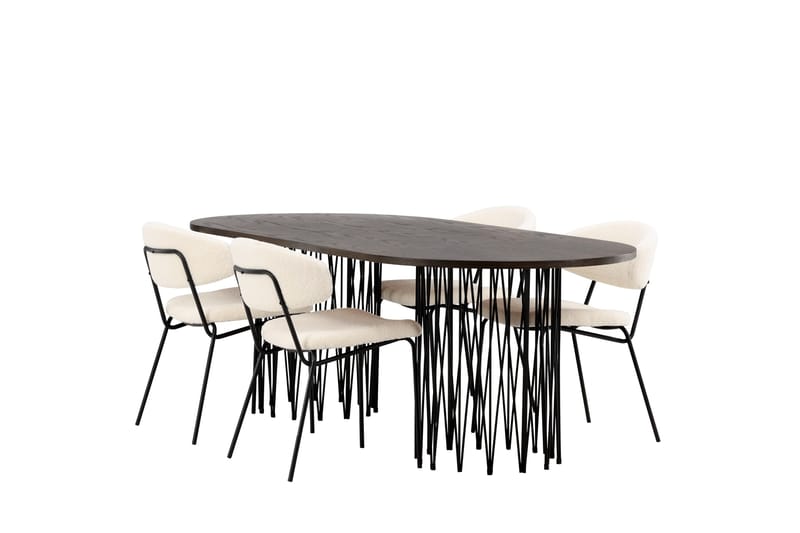 Stone Matgrupp 220 cm Oval med 4 Chico Stolar - Svart - Products - Möbler - Bord & matgrupp - Matgrupp