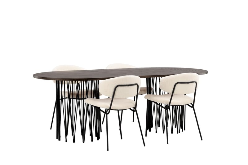 Stone Matgrupp 220 cm Oval med 4 Chico Stolar - Svart - Products - Möbler - Bord & matgrupp - Matgrupp