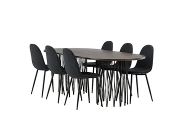 Stone Matgrupp 220 cm Oval med 6 Polar stolar - Svart - Products - Möbler - Bord & matgrupp - Matgrupp