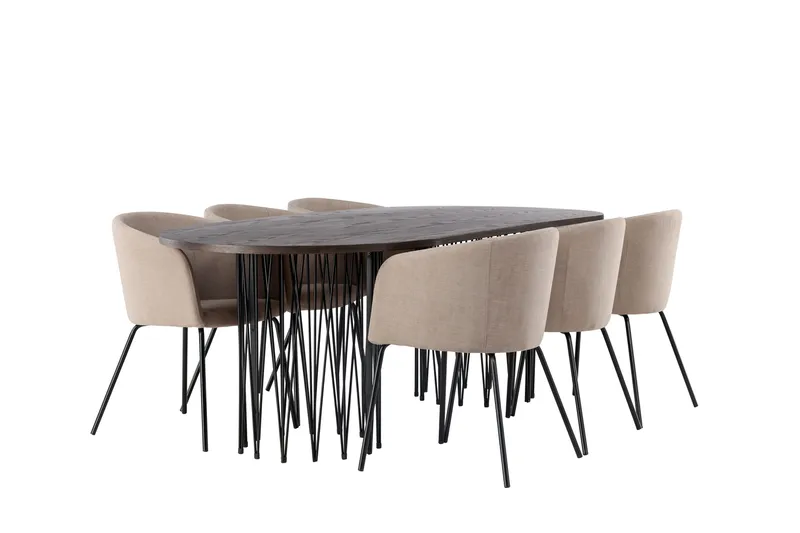Stone Matgrupp 220 cm Rektangulär med 6 Berit stolar - Beige - Products - Möbler - Bord & matgrupp - Matgrupp
