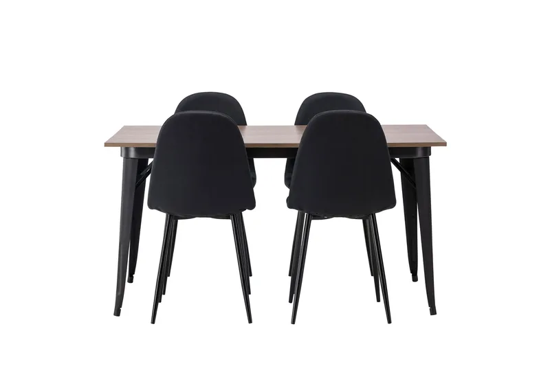 Tempe Matgrupp 140 cm Rektangulär med 4 Polar stolar, Svart