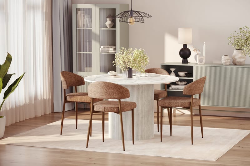 Uppveda Matbord 120 cm Rund med 4 st Jairam Matstolar - Vit - Products - Möbler - Bord & matgrupp - Matgrupp