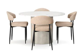 Uppveda Matbord 120 cm Rund med 4 st Jairam Matstolar - Vit - Products - Möbler - Bord & matgrupp - Matgrupp