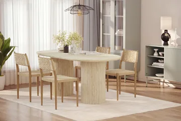 Uppveda Matbord Travetin utseende med 4 st Jamna Matstolar - Beige - Products - Möbler - Bord & matgrupp - Matgrupp