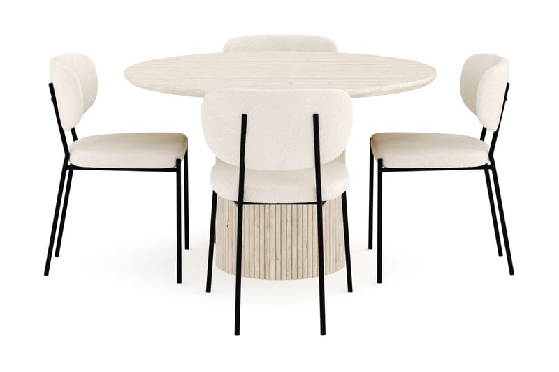 Uppveda Matgrupp 120 cm Rund med 4 Gemmiano Matstolar - Travetin - Products - Möbler - Bord & matgrupp - Matgrupp