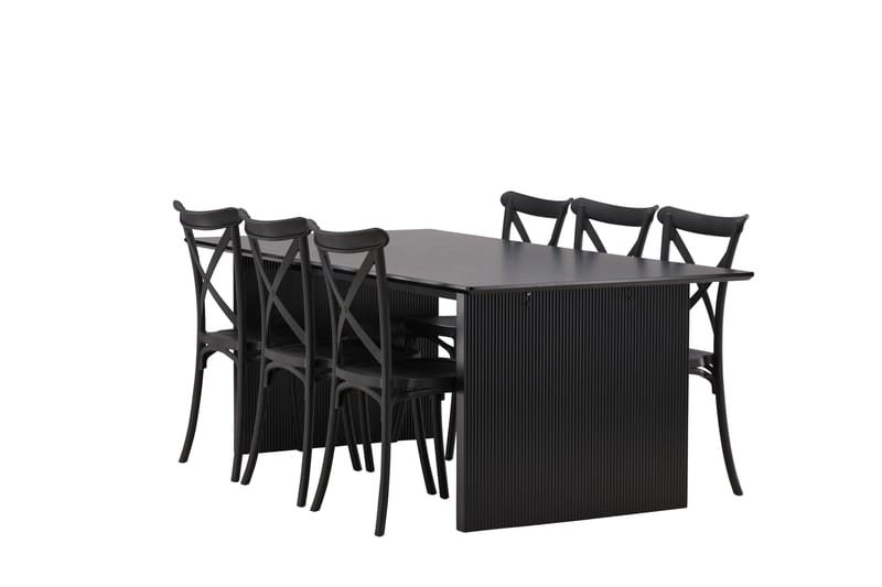 Vail Matgrupp 200 cm Rektangulär med 6 Crosett stolar - Svart - Products - Möbler - Bord & matgrupp - Matgrupp