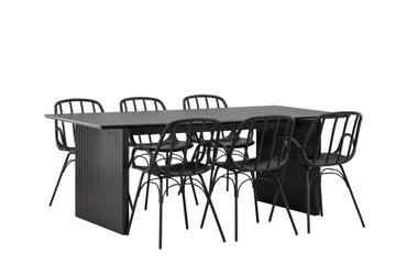 Vail Matgrupp 200 cm Rektangulär med 6 Dyrön stolar - Svart - Products - Möbler - Bord & matgrupp - Matgrupp