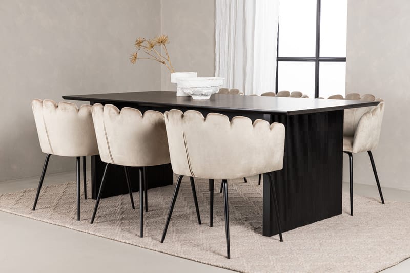 Vail Matgrupp 200 cm Rektangulär med 6 Limhamn stolar - Beige - Products - Möbler - Bord & matgrupp - Matgrupp