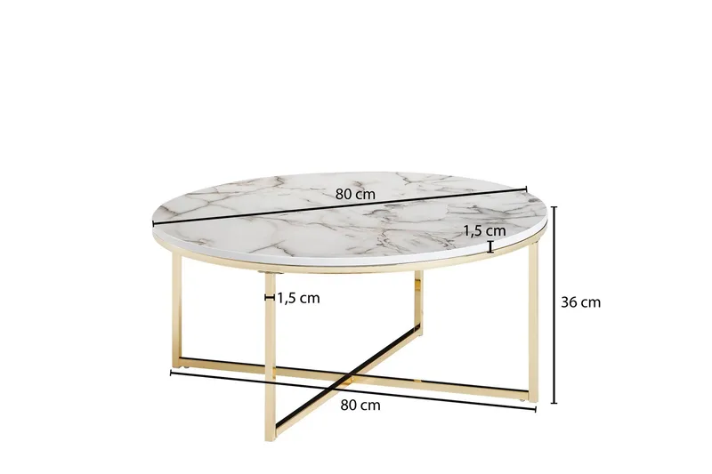 Willowdale Soffbord 80 cm Runt - Vit/Grå/Guld - Products - Möbler - Bord & matgrupp - Soffbord