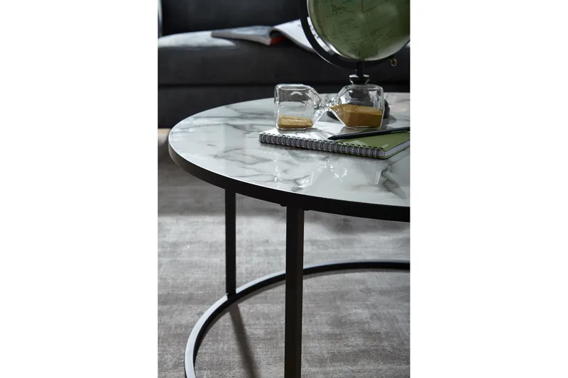 Willowdale Soffbord 80 cm Runt - Vit/Svart - Products - Möbler - Bord & matgrupp - Soffbord