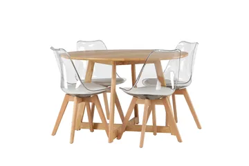 Yakidon Matgrupp 120 cm Rund med 4 Edvin stolar - Brun - Products - Möbler - Bord & matgrupp - Matgrupp