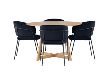 Yakidon Matgrupp 120 cm Rund med 4 Selma Stolar - Svart - Products - Möbler - Bord & matgrupp - Matgrupp