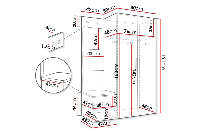 Farosa Hallmöbelset - Beige/Vit - Products - Möbler - Hallmöbler - Möbelset för hall & entre