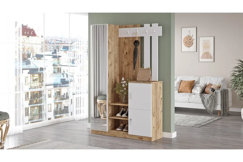 Hialeh Hallmöbelset 38x114 cm - Natur/Vit - Products - Möbler - Hallmöbler - Möbelset för hall & entre