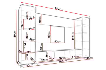 Bernice Tv-skåp 260x38 cm - Beige - Products - Möbler - TV- & Mediamöbler - TV-möbelset