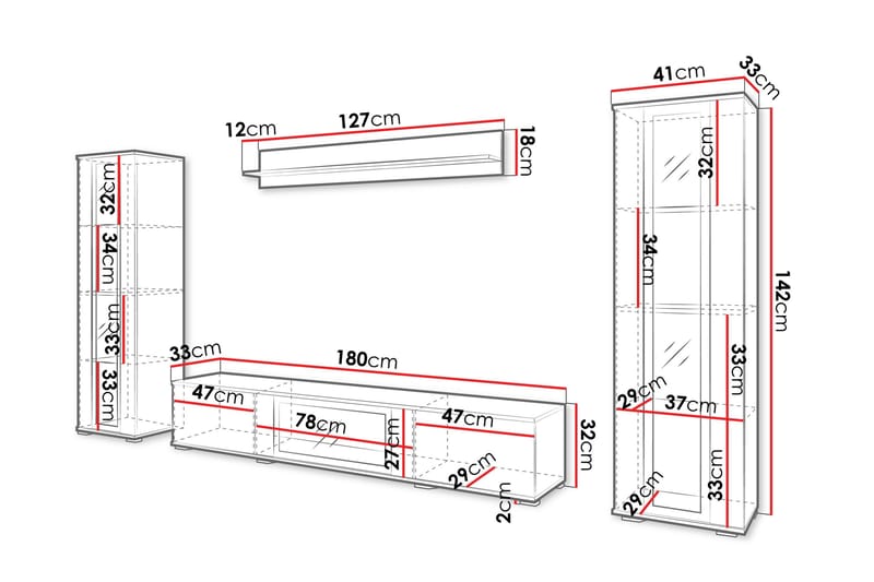 Gamal Tv-möbelset - Vit - Products - Möbler - TV- & Mediamöbler - TV-möbelset
