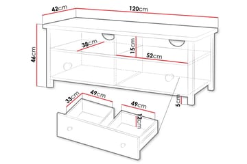 Hilts Tv-bänk 120x42 cm - Vit/Rosa - Products - Möbler - TV- & Mediamöbler - TV bänk & mediabänk