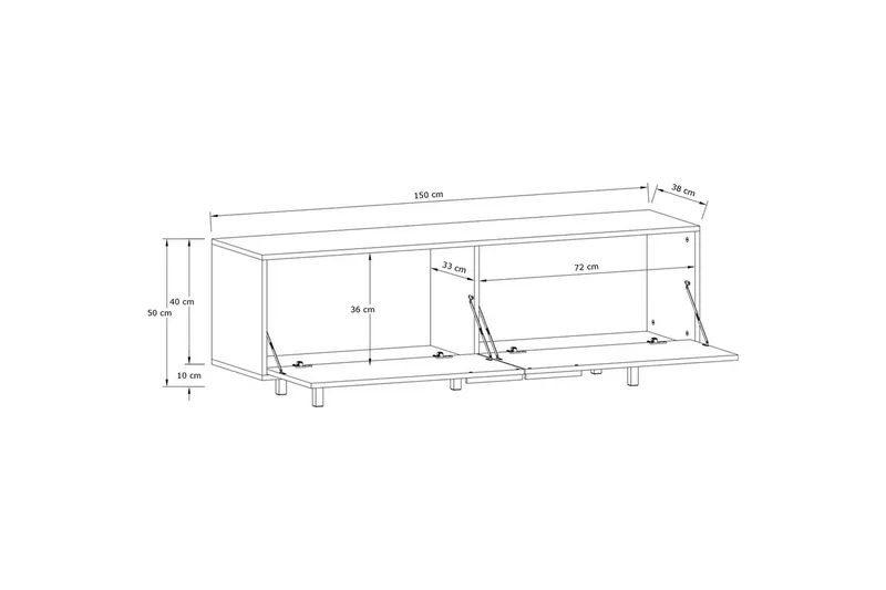 Lowboard Alberto 150x38x50 cm, Vit - 150x38x50 cm, Vit - Products - Möbler - TV- & Mediamöbler - TV bänk & mediabänk