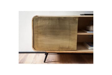 Lowboard Wohnling Massivt trä med 2 metall dörrar förvaringsbrickor industriell - Products - Möbler - TV- & Mediamöbler - TV-skåp