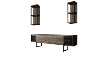 Manchan Tv-möbelset 180 cm - Valnöt/Svart - Products - Möbler - TV- & Mediamöbler - TV bänk & mediabänk