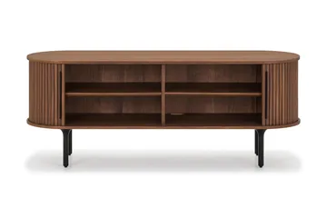 Noira Oval TV bänk Valnöt 150x45 cm Ribbad - Mörkbrunt / Brunt Trä - Products - Möbler - TV- & Mediamöbler - TV bänk & mediabänk