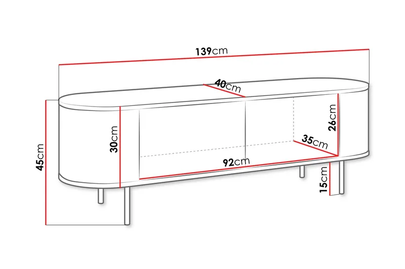 Pantego Tv-bänk 139x40 cm - Brun - Products - Möbler - TV- & Mediamöbler - TV bänk & mediabänk