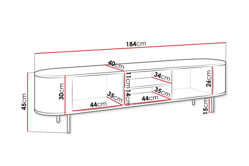 Pantego Tv-bänk 184x40 cm - Brun - Products - Möbler - TV- & Mediamöbler - TV bänk & mediabänk