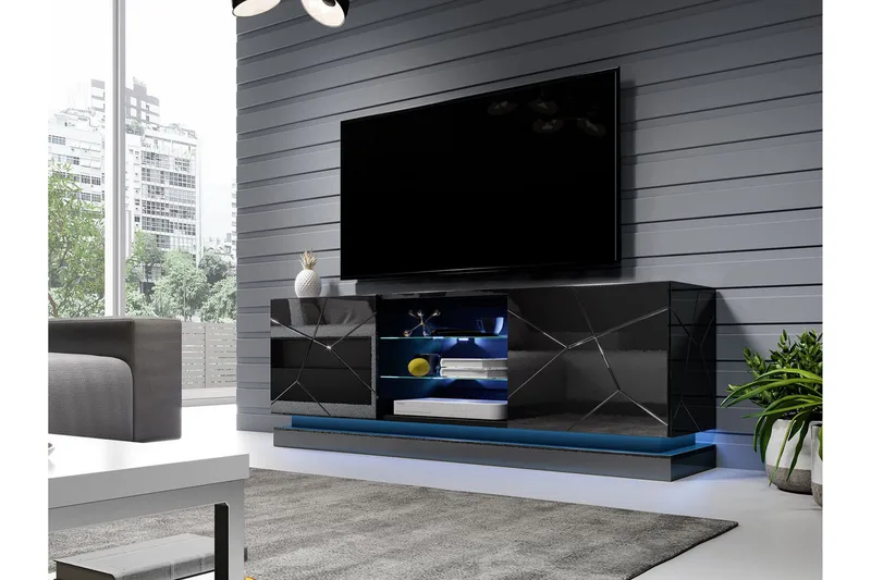 Qiu Tv-bänk 160 cm - Svart - Products - Möbler - TV- & Mediamöbler - TV bänk & mediabänk