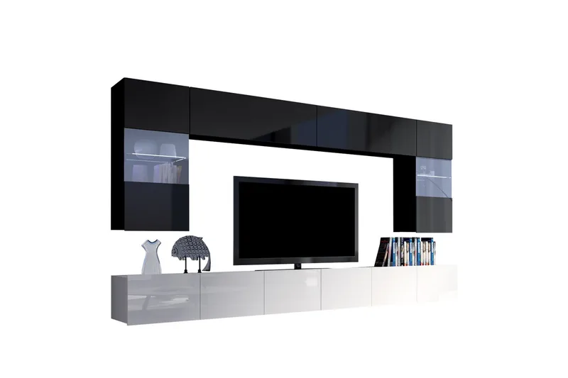 Tessan Tv-möbelset, Svart/Vit